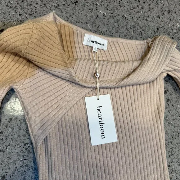 NWT Heartloom Antonia Tan Ribbed Midi Dress Size S - Picture 6 of 12